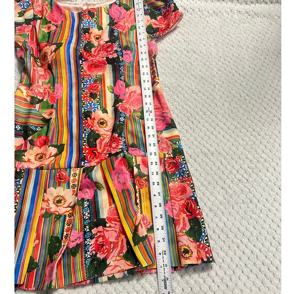 PatBo Fit and Flare Mini Dress 42/Med Multicolor Silk Blend Floral Striped NWT - Picture 13 of 13